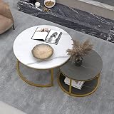 Oseasoy Nesting Coffee Table Set of 2,34in Modern Round Coffee Tables for Living Room Balcony Office