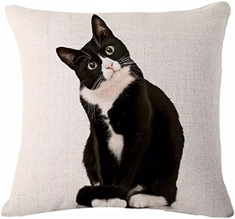 Glareshop Cat Print Linen Pillow Case Cushion Throw Cover Home Sofa Cafe Decor