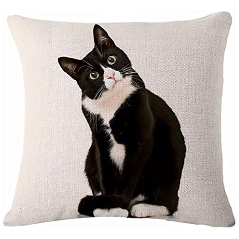 Glareshop Cat Print Linen Cushion Cover Cover