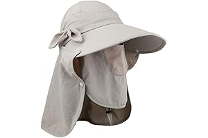 Women's UPF 50+ Detachable Shield Women's Wide Brimmed Sun Visor Hat