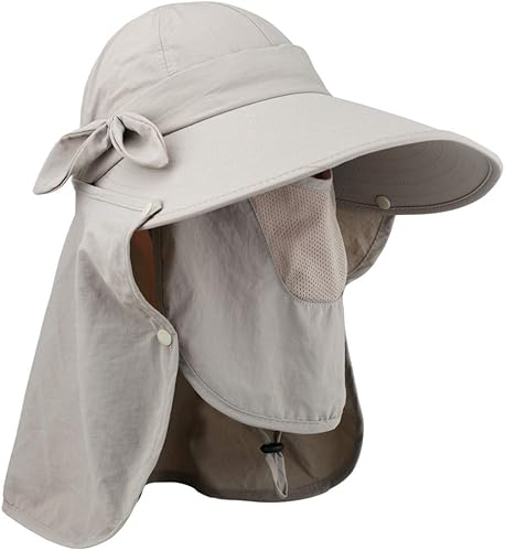 lenikis Gorra con solapa desmontable UPF50 para mujer con visera ancha plegable protección UV protección contra los rayos UV