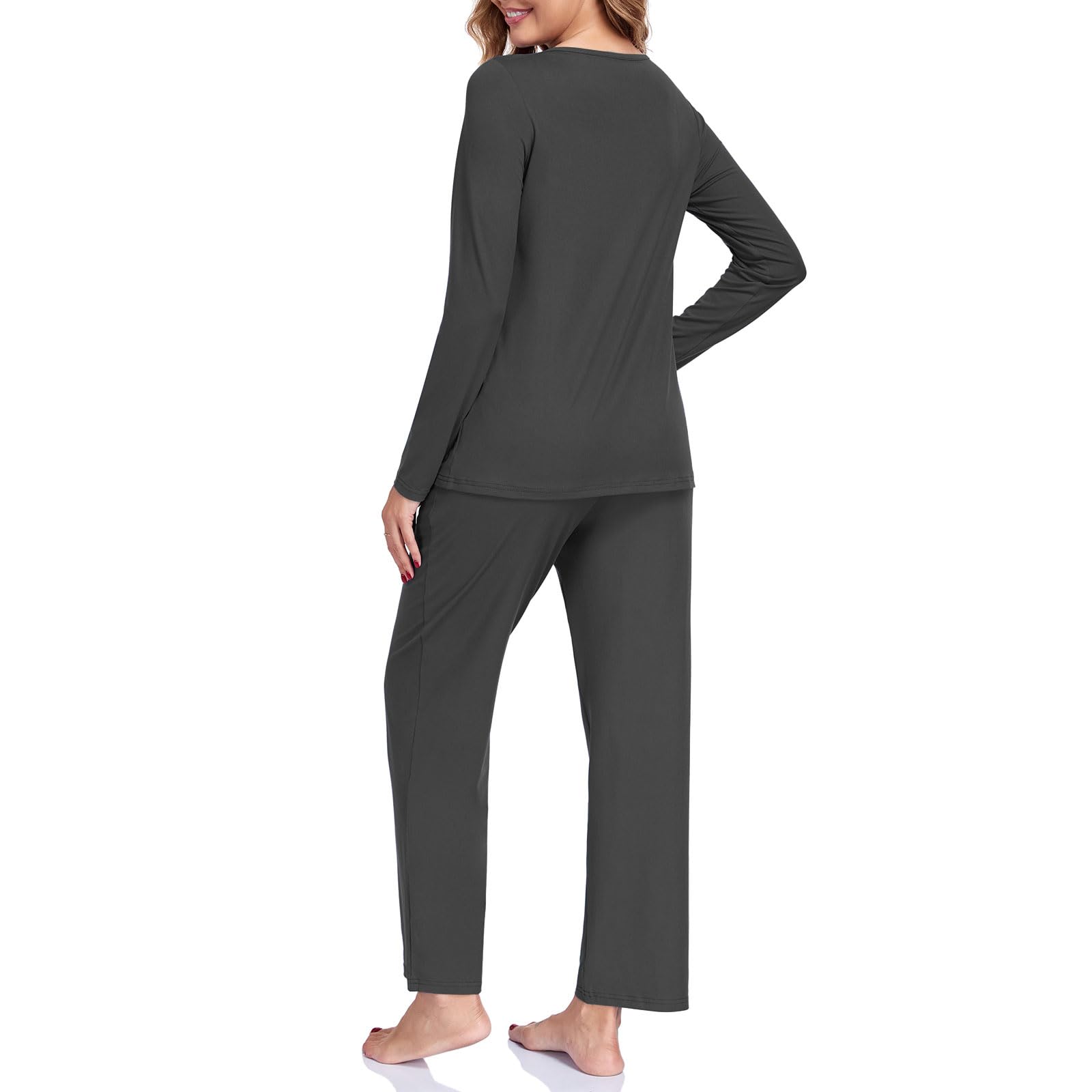 Pajama Sets for Women, Fall Long Sleeve 2 Piece Lounge Sleepwear Ladies Pjs Set with Pockets