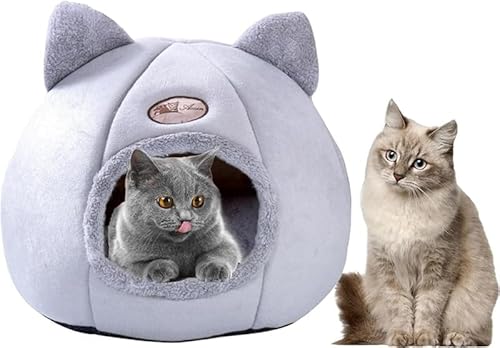 KryZaro 33*33*33cmドーム型冬用ペットハウス 猫ハウス・犬小屋兼用 ふわふわ保温猫ベッド 小動物用防寒寝床 室内用キャットハウス 丸洗い可能 滑り止め 無味 かわいい人気ペット用品