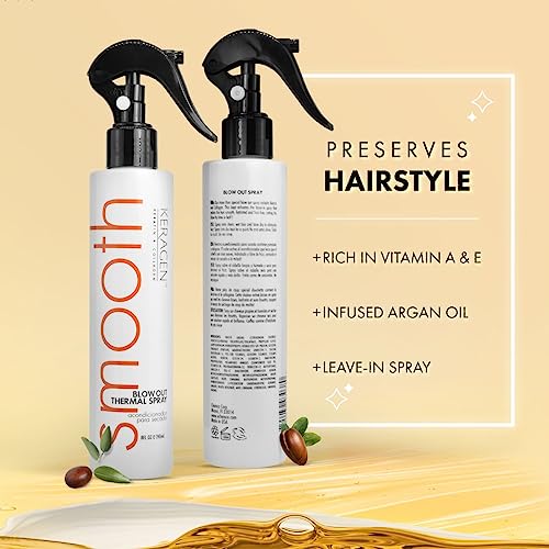 Keragen Heat Protectant Spray For Hair, 8 Oz – Thermal Styling For All Hair – Shiny, Frizz-Free Finish – Keratin, Collagen #TOP1