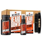 Wild Willies All-in-One Beard Growth Kit - Includes Beard Boost Serum Oil & Growth Supplement, Boar Bristle Brush - Perfect Grooming Kit for Men - Achieve Thicker, Fuller, Healthier Beard