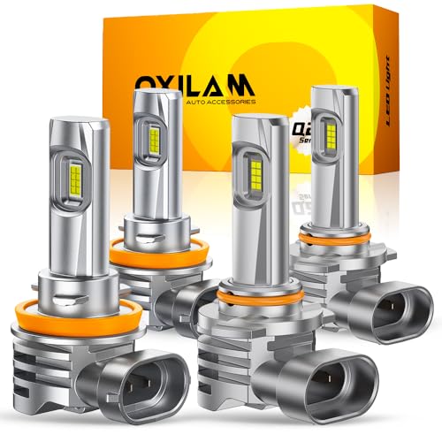 OXILAM H11 9005 Light Bulbs Combo, 320000lm 1800% Brighter 6500K Cool White Light, 1:1 Size H11/H9/H8 9005/HB3 Fog DRL Light Halogen Replacement, Pack of 4 by OXILAM - Used condition - US$42.14