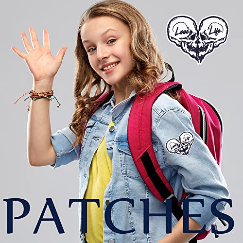 Wikineon Iron On Embroidered Patch, Skull Heart Applique Patch - Motorcycle Punk Embroidered Badge Iron On/Sew On Emblem Patch Diy Accessories Perfect For Backpack Jackets Clothes Hats Jeans #TOP6