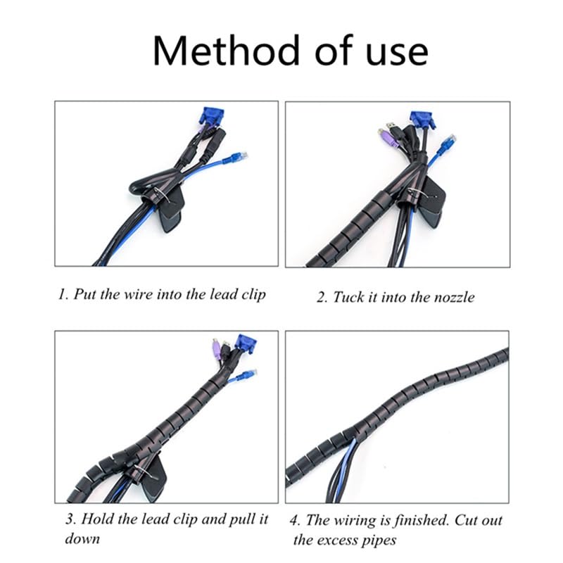 Organizador de cables en espiral de 22mm de diametro que soluciona el acabado de cables en 10m 4