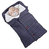 CONVENIENTE:Diseño de botones de madera, perfectamente para facilitar su apertura y cierre, también puede abrirse completamente para un uso más conveniente; Crochet Knit para hacer que cada saco de dormir se confirme y se ajuste.