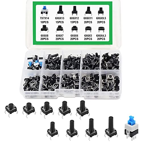 押しボタンスイッチ タクトスイッチ セット 10種類 180個入り 4ピン 押しボタンスイッチ 小型スイッチ 瞬間的な触覚 触覚押しボタンスイッチ 収納ケース付き
