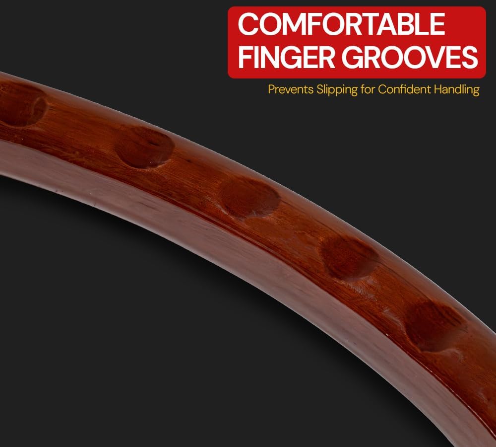 Mytee Products 18" Wood Truck Steering Wheel with 3 Chrome Plated Spokes – Brown Hydro-Printed Finish, Fits with Kenworth, Peterbilt, & Freightliner Semi-Trucks, Universal Fit