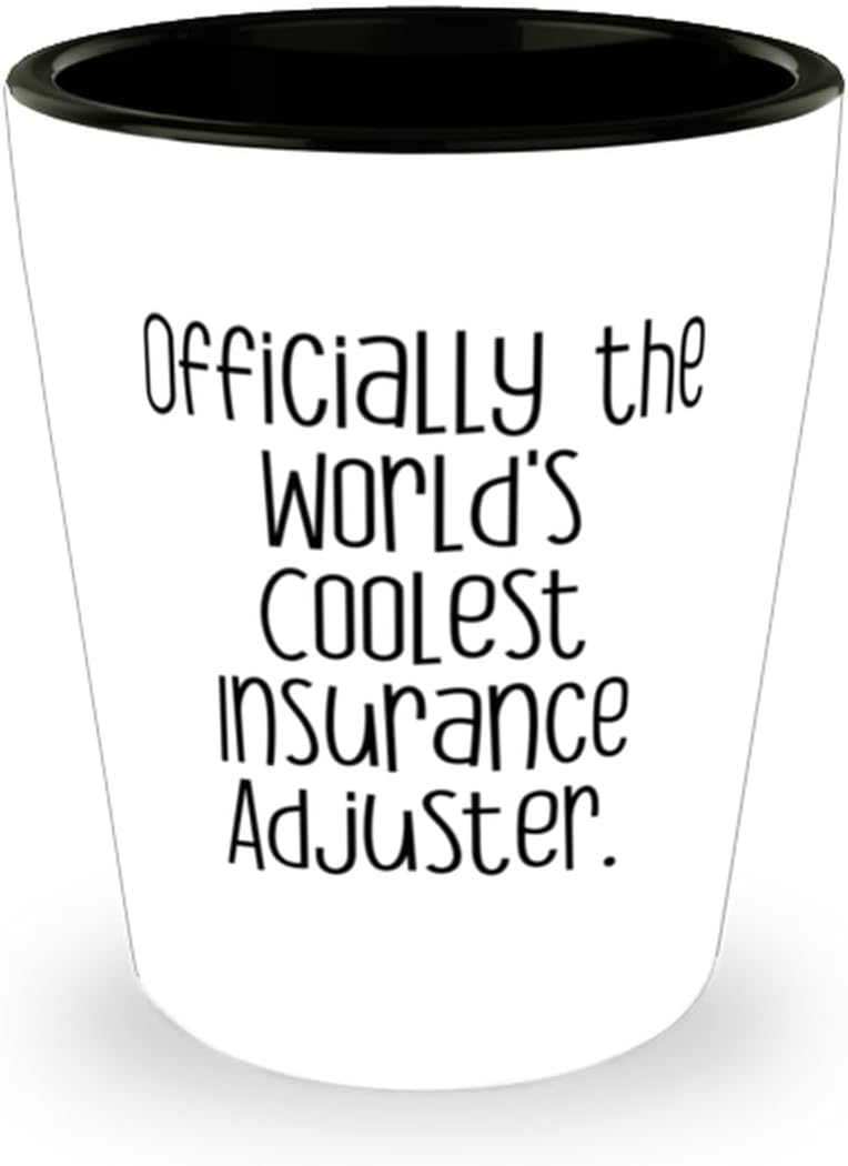 Fun Insurance adjuster Shot Glass, Officially the World's Coolest Insurance, Funny Ceramic Cup For Coworkers From Team Leader, Insurance adjuster thank you gift ideas, Gift ideas for insurance