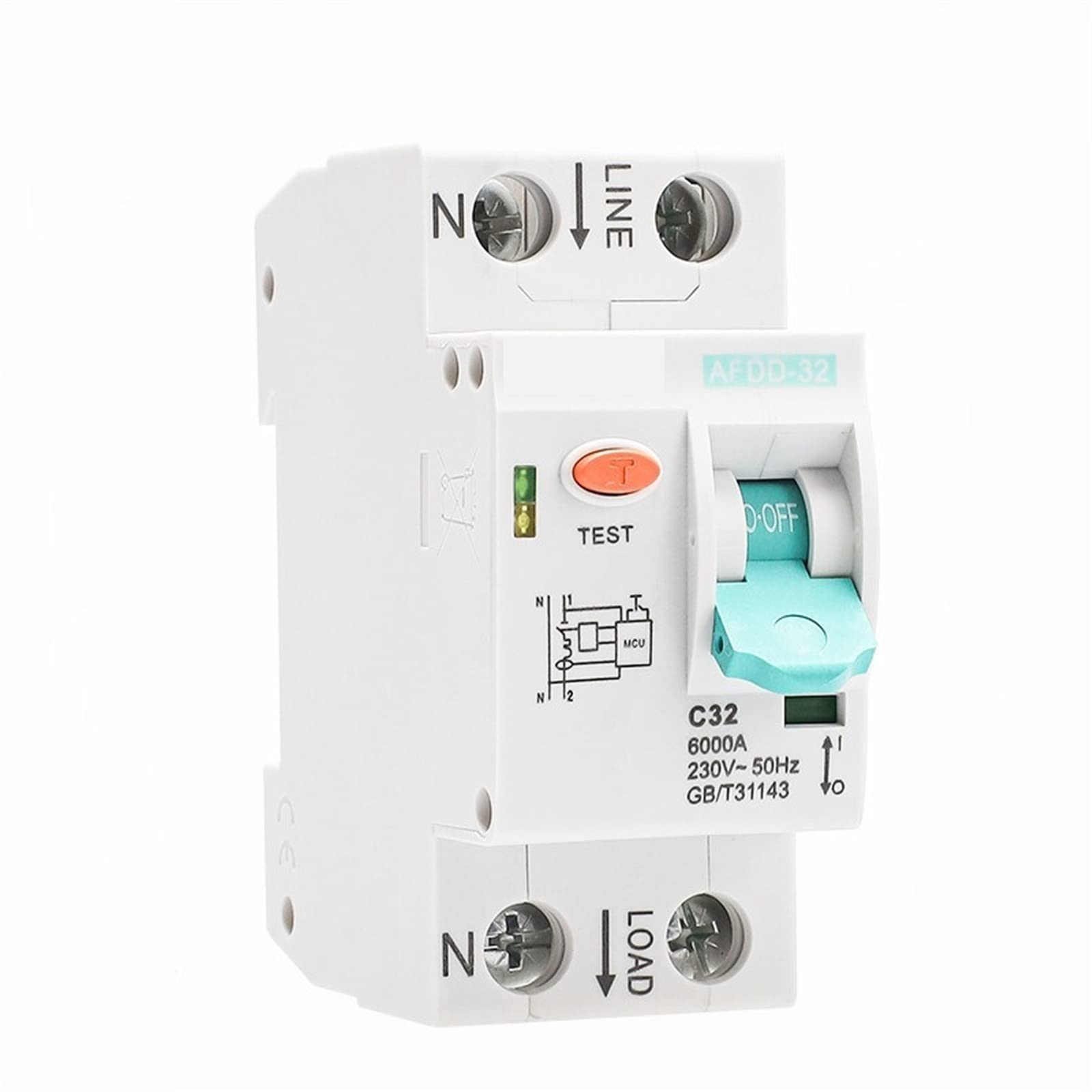 Dispositivo de detección de fallas de arco AFDD-32, interruptor de circuito, interrupción de sobrecarga, protección contra cortocircuitos, AFDD + MCB 32A 6KA 1P + N 1 Uds(B Curve,16A)