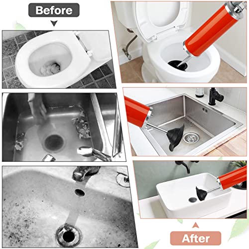 Lzttyee Portable Toilet Plunger, High Pressure Powerful Manual Sink Plunger Dredge Equipment for Bath Toilets Bathroom Kitchen Clogged Pipe - Thumbnail 6
