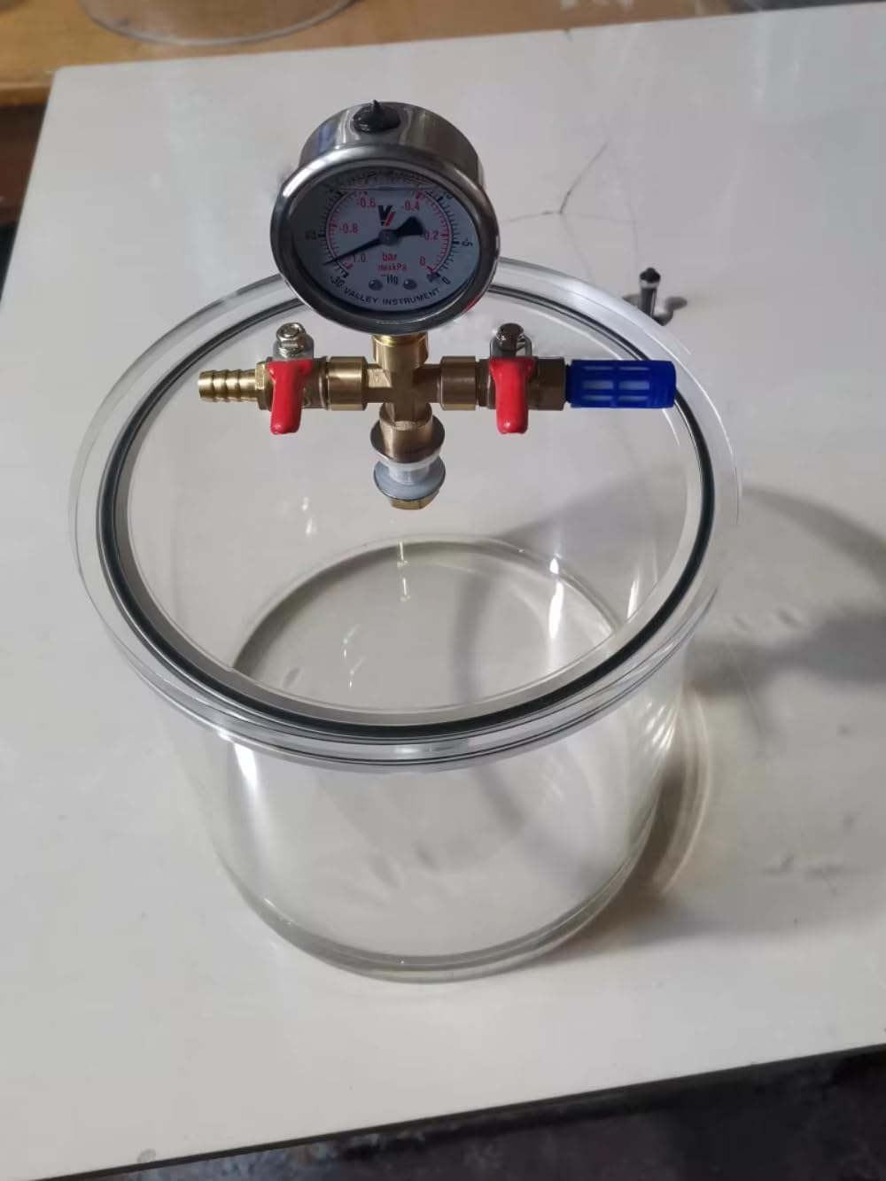 COYEUX Transparente Vakuum-entgasungskammer, Acryl-exsikkator, Mit Manometer, Größe 100 X 140 Mm, Zur Entgasung Von Harz Und Silikon Im Labor
