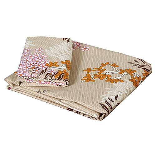 Image of Story@Home 210 TC Spark Collection Single Bedsheet Cotton Combo with 2 Pillow Covers | Light Brown | Floral (Bedsheet : 145 X 225 cm & Pillow Cover : 40 X 60 cm)