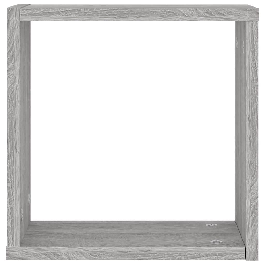 Set di 2 scaffali a cubo Sonoma grigio 30 x 15 x 30 cm, mensole da parete in legno sospese per soggiorno, camera da letto, ufficio, salvaspazio