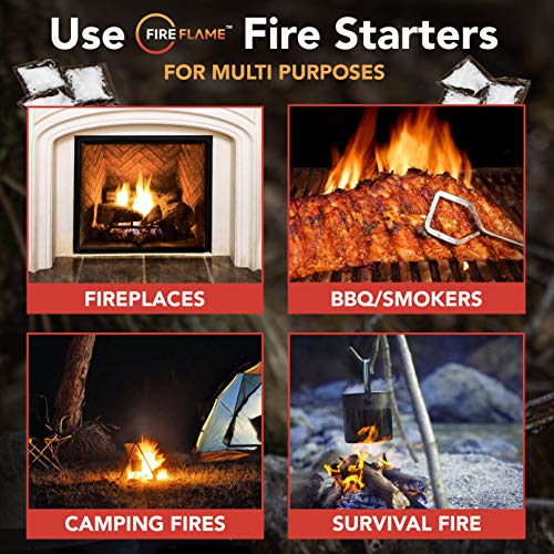 Fireflame Quick Instant Fire Starter - 100% Waterproof All-Purpose Indoor & Outdoor Firestarter, For Charcoal Starter, Campfire, Fireplace, Firepit, Smoker - Odorless And Non-Toxic - 20 Pouches In Bag #TOP5