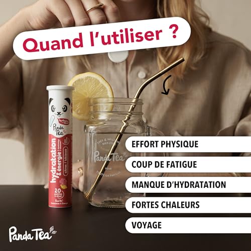Panda Tea - Pastilles Hydratation & Énergie - Cassis-Fraise - 20 Pastilles sans sucre - Electrolyte Ultra Hydratation - Idéale pour le Sport et le Quotidien – vue 8
