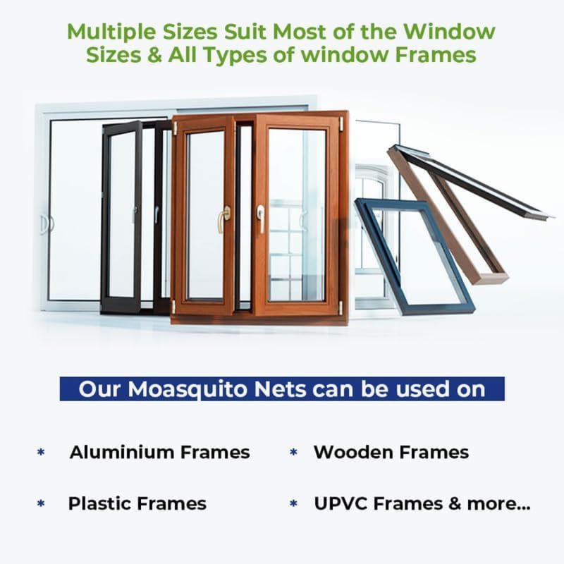 Image of Classic Mosquito Net for Windows with Zipper | 90X110 cm | 120 GSM Fiberglass Mesh |Pre Stitched Window Net for Home | Self Adhesive Hook All Loop Easy Install | Protection from All Insects |Black