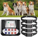 Dog Wireless Fence & Remote Shock Dog Training Collar 2-in-1, Electric Dog Fence, Adjustable Warning Strength & Range Sizes, Rechargeable Pet Boundary Containment System for 1/2/3/4 Dogs,for4dogs