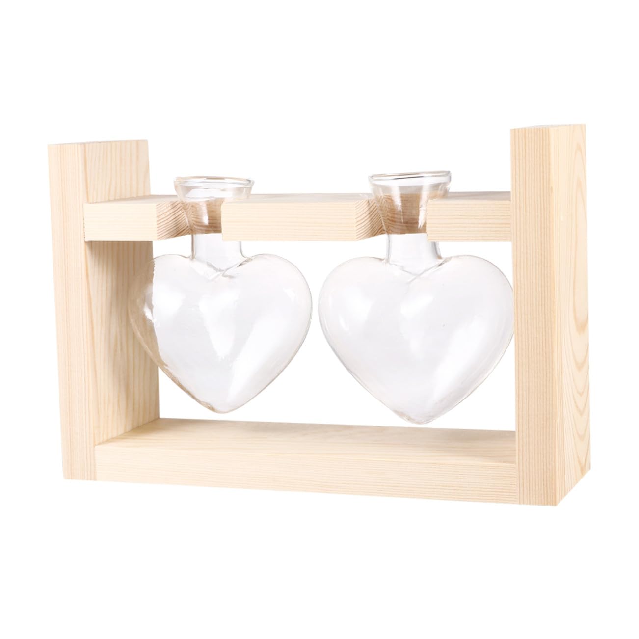 Jarrón hidropónico de cristal con soporte de madera natural Toyvian para plantas