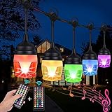【Einfache Installation】 Unsere farbwechselnde Outdoor Lichterkette mit Musikmodus für drinnen oder draußen ist wasserdicht und aufhängbar. Jeder Strang der Lichterkette hat am Ende einen Anschluss zum Verlängern, bis zu 2 weitere Lichterketten können angeschlossen werden.