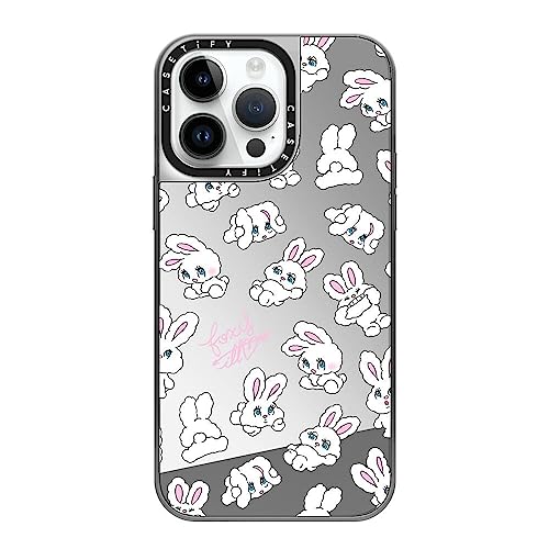 CASETiFY �~���[ iPhone 14 Pro Max �P�[�X [1.5m����̗����������N���A/MagSafe �ɑΉ�] - Bunnies by foxy illustrations - �V���o�[ (�V���o�[�o���p�[)