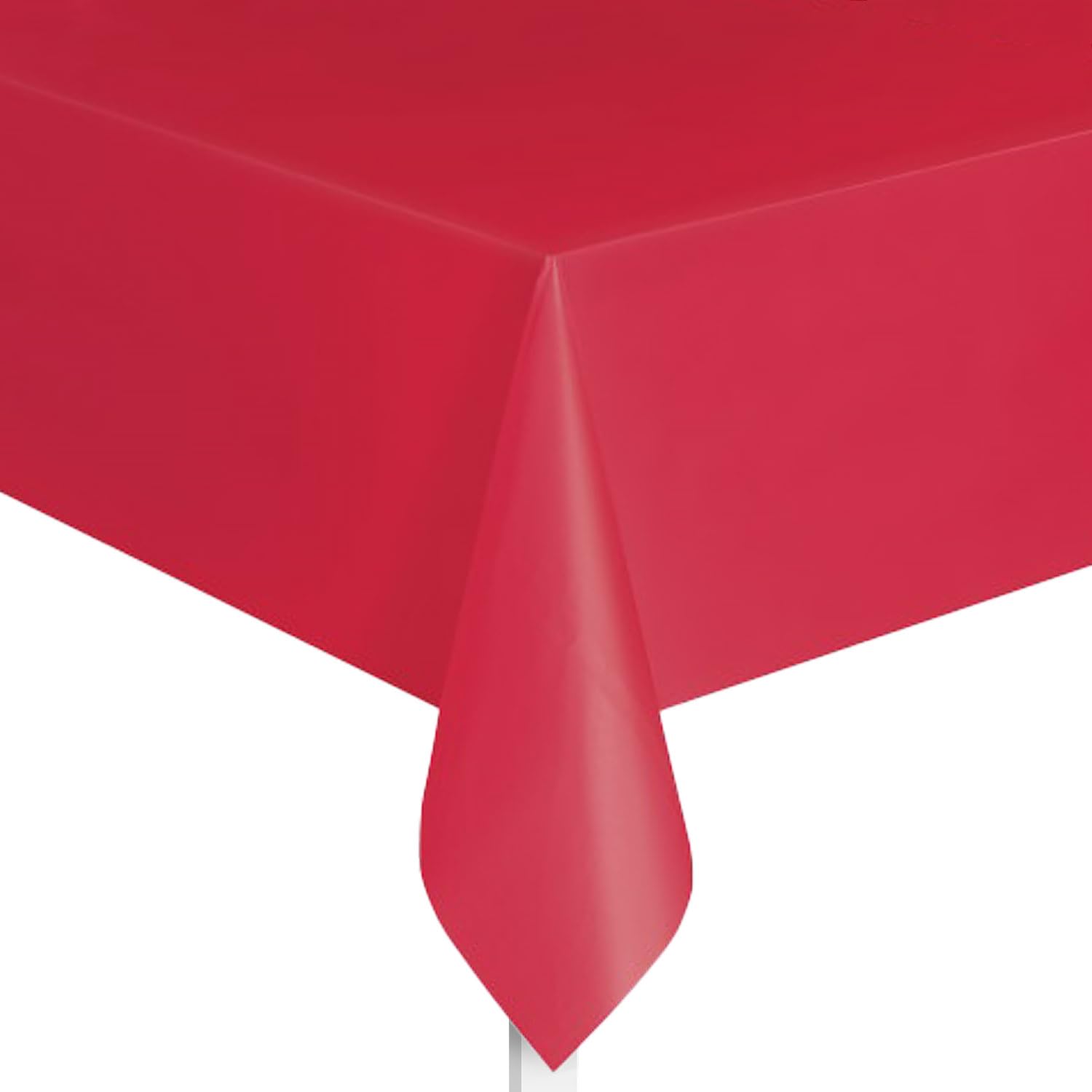 UniqueUK Solid Ruby Red Short Fold Rectangular Plastic Table Cover (137cm x 274cm) 1 Count - Elegant & Durable Tablecloth for Parties, Events, and Home Use