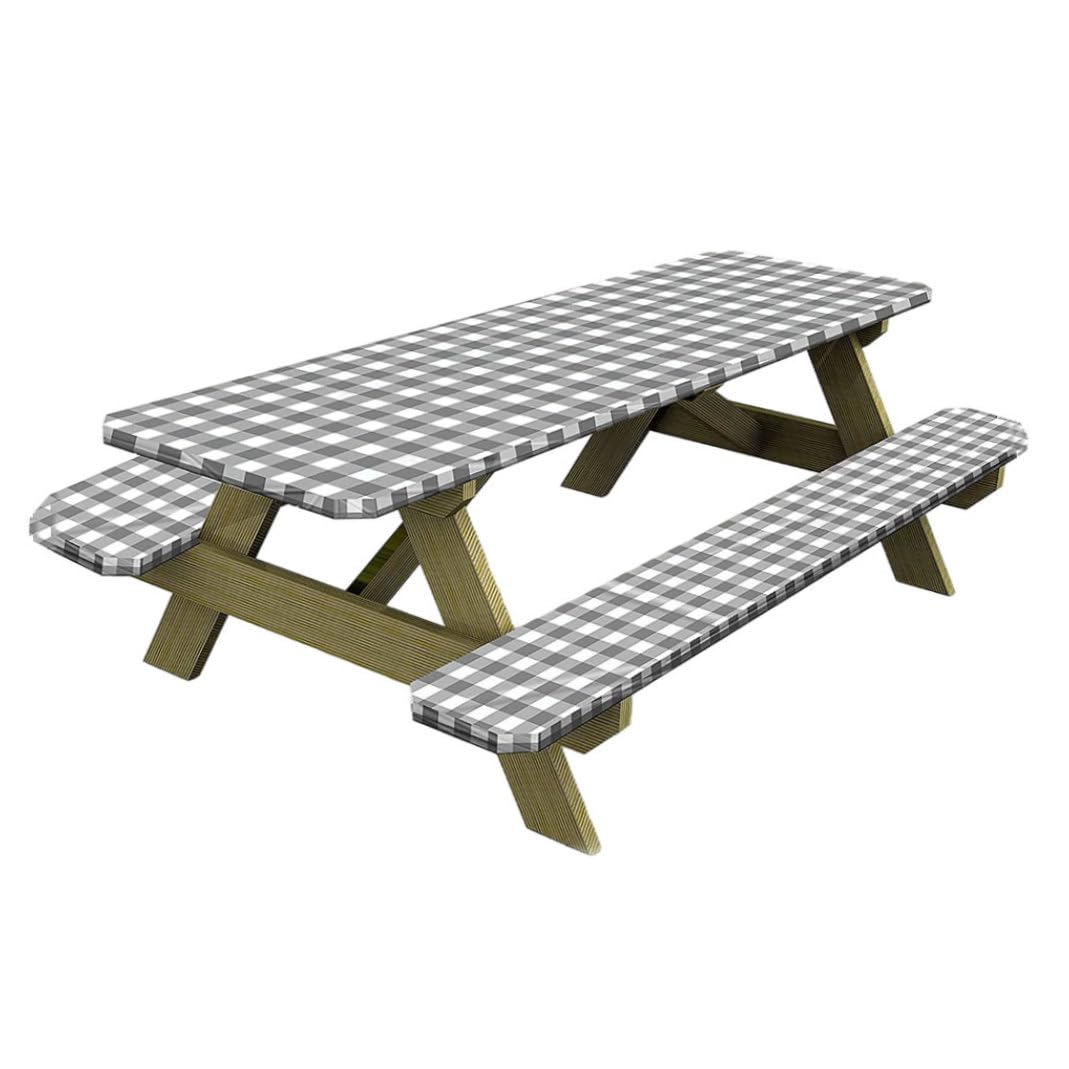 Couvercle de table de pique-nique imperméable et nappe élastique grise