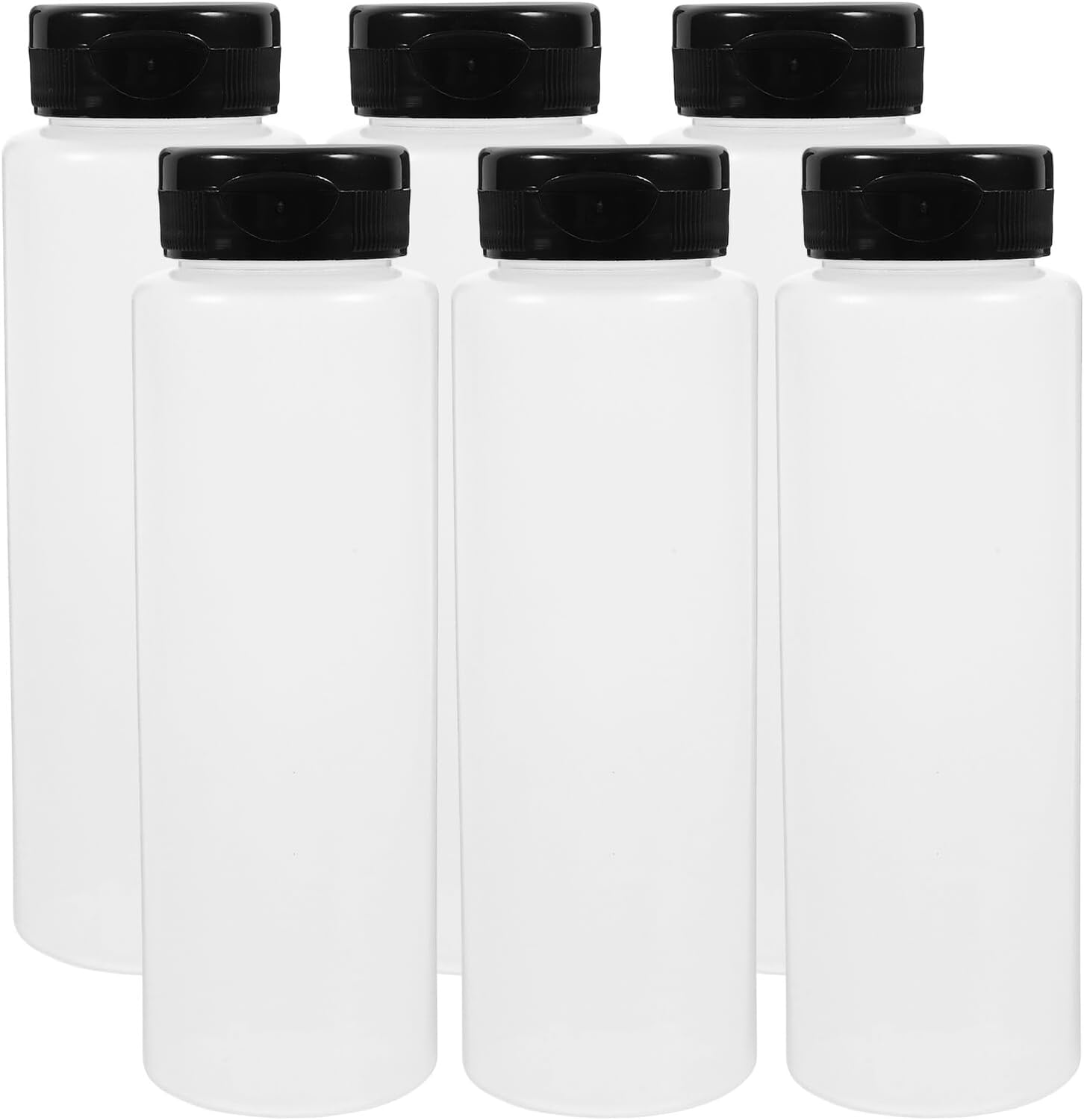 6pcs 240ml Squeeze Bottles with Black Pe Caps, Food-grade Plastic Condiment Dispenser Bottles for Salad Dressing, Olive Oil, Mustard – Commercial Kitchen Sauce Squeezable