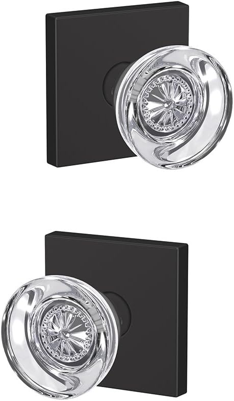 Schlage Custom FC21 HOB 622 COL Hobson Glass Knob with Collins Trim Hall-Closet and Bed-Bath Lock, Matte Black