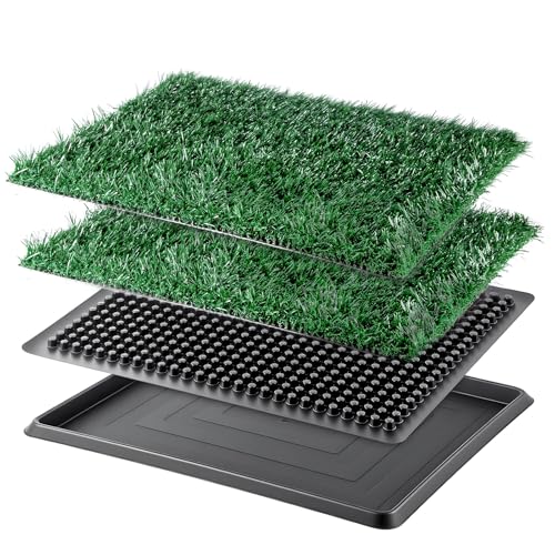 Youyijia - Dog Toilet Tray with Artificial Grass – Reusable Dog Litter Tray for Puppies and Small Dogs, Portable Potty with Drainage System for Flat or Home Use Indoor (20 x 16 inch -Style 2)