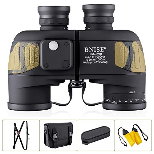 BNISE 10x50 Marine Binoculars for Adults, Waterproof Fogproof BAK4 Prism FMC Lens Binoculars