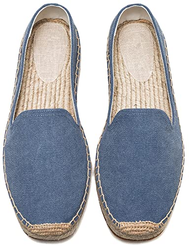 Image of Men's Classic Suede Canvas Round Cap Toe Espadrilles Loafers Pure Color Slip On Comfortable Flats Shoes