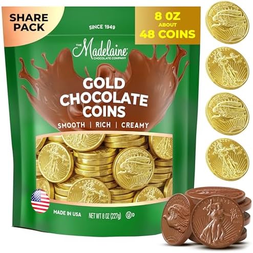 Madelaine Solid Premium Milk Chocolate Hanukkah Gelt Gold Coins (1 lb Bag)
