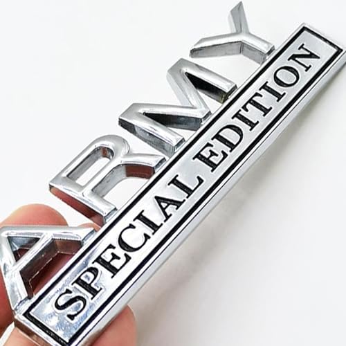 Image of Army Special Edition Emblem with Strong Adhesive, Army Car Emblem 3D Badge Decal Car Truck Replacement Compatible with Universal Vehicle, Truck, SUV (Silver Black)