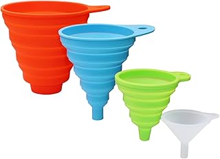 KongNai Silicone Funnels Set, Collapsible Funnel for Kitchen Use, Mini Small Medium and Large 4 Pack, Different Sizes for ...