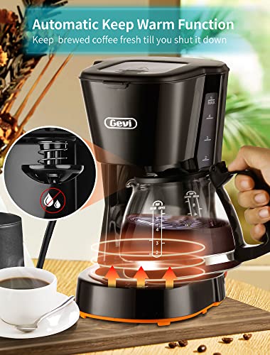 Gevi Cafetera pequeña de 5 tazas, cafetera compacta con filtro reutilizable, plato de calentamiento y cafetera para el… - Imagen 5