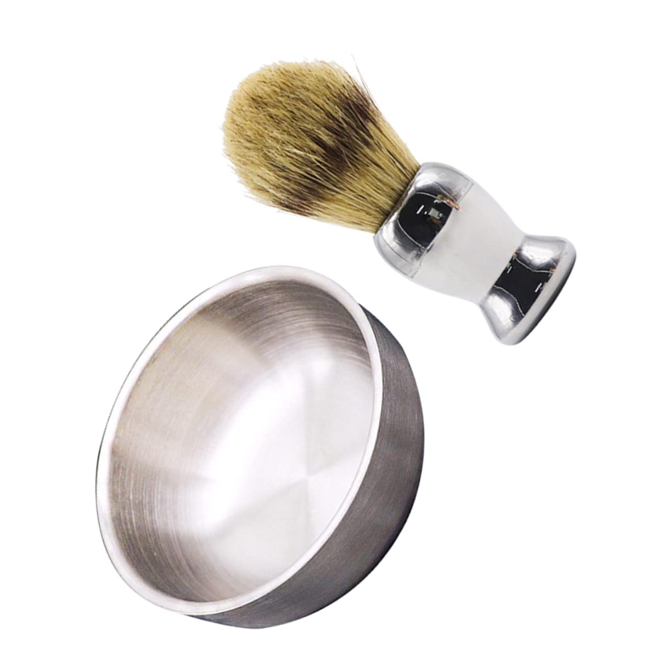 2pcs Men Shaving Brush Stainless Steel Soap Bowl for Easy Lathering and Portable Grooming Tools for Smooth Shaving