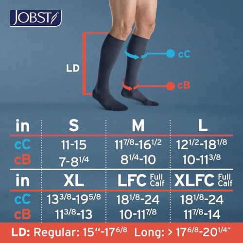 Image of JOBST 113155 forMen Casual Compression Sock, 20-30mmHg, Knee High, Navy, Medium