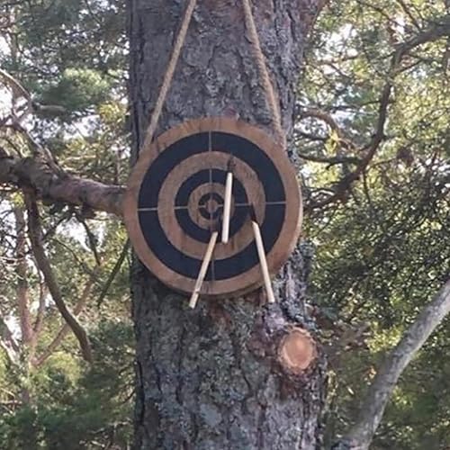 Set de jeu de lancer de hache - Jeu de cible en bois pour le plaisir intérieur/extérieur, comprend 3 petites haches, sûr pour les vacances en famille et convient pour la décoration murale