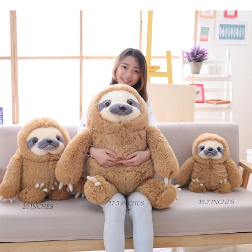Image of Winsterch Small 15.7-Inch Brown Cute Sloth Plush Stuffed Animal Toy | Adorable Goofy Expressions, Generously Sized for Cozy Cuddling, Soft Plush, Ideal Gift for Boys and Girls