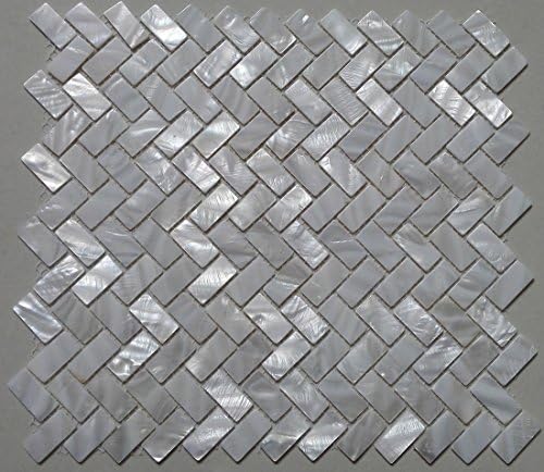 11PCS White Shell Mosaic Tile Mother of Pearl Kitchen Tile Shower TV Background Bathroom backsplash Wall Zip Herringbone Pattern Tiles