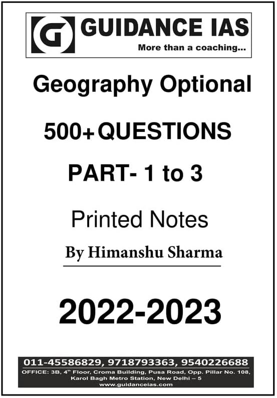 Guidance IAS Himanshu Sharma Geography Optional 500 Plus Question Printed Notes 2023