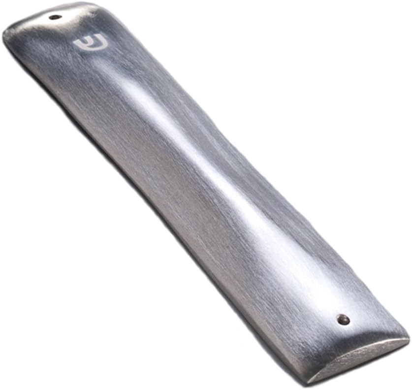 AB138 Large Mezuzah Case with Hebrew Letter Shin Monogram, Aluminum