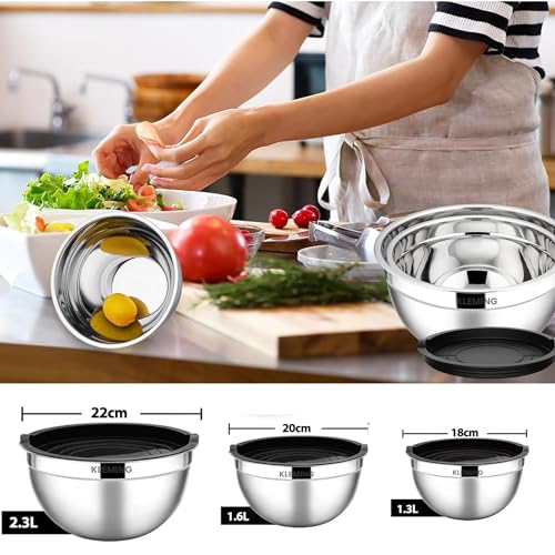 Conjunto de Bowl Kleming, Tigela, Vasilha, Leves, Resistentes e Duráveis, Ideais para Mistura e Arma