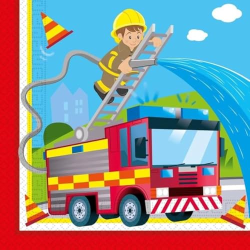 Procos - Serviettes en papier FSC Pompiers Firefighters (33 x 33 cm, double voile), 20 pièces, multicolore, 94181
