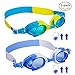 Kid Swim Goggles,Swimming Glasses for Children and Early Teens from 3 to 15 Years Old, Anti-Fog, Waterproof&UV Protection,With Ear Plugs and Nose Clip,2 Pack By Gowave