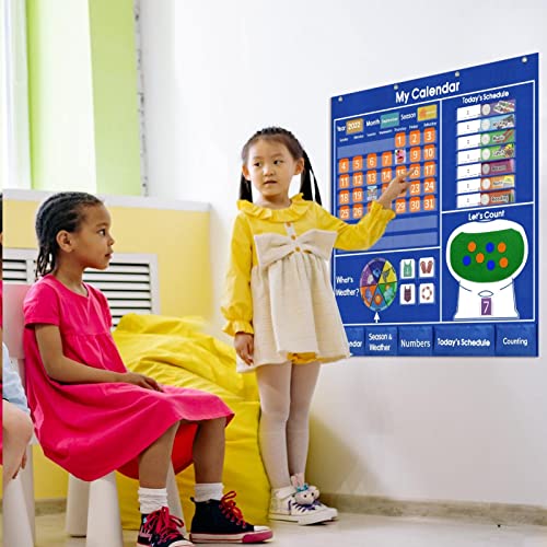 Gráfico de calendário da sala de aula | Gráfico de bolso de trabalhos de classe colorida | Calendári